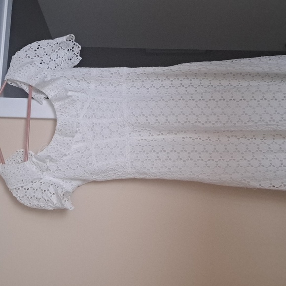 Polo Ralph Lauren White Cotton Eyelet Maxi Dress with ruffled neckline sz8 EUC - Picture 2 of 12